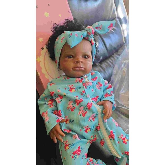 🆕 20Inch Silicone Reborn African American Reborn Light Brown Toddler Dolls - Picture 5 of 5